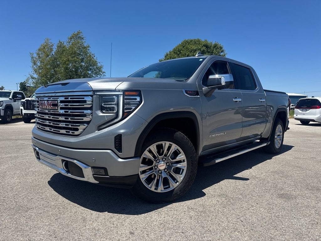 2023 GMC Sierra 1500 Denali in Sterling Metallic — front three-quarter view