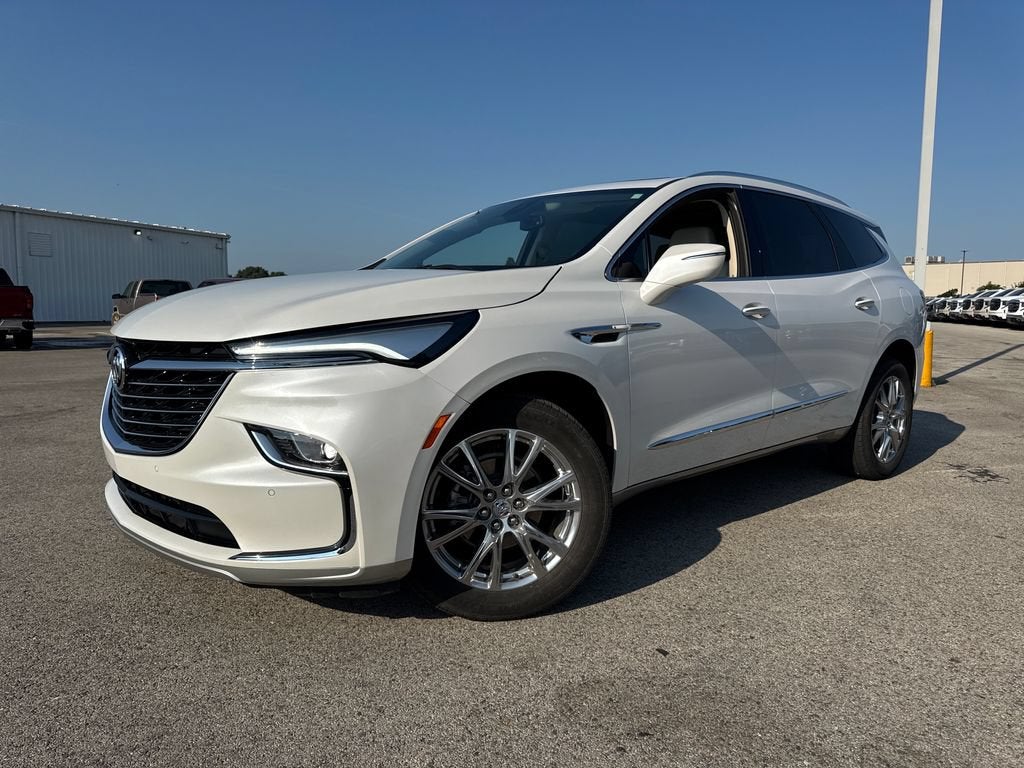 2023 Buick Enclave Essence in White Frost Tricoat — front three-quarter view