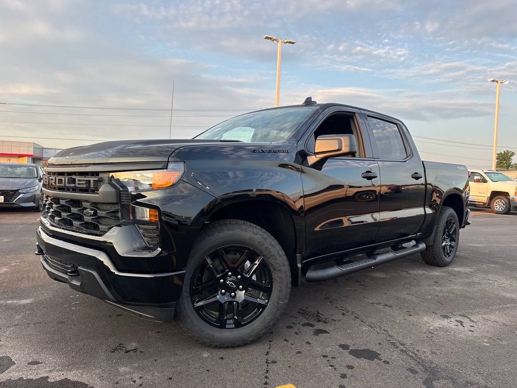 2026 Chevrolet Silverado 1500 Custom in Black — front three-quarter view