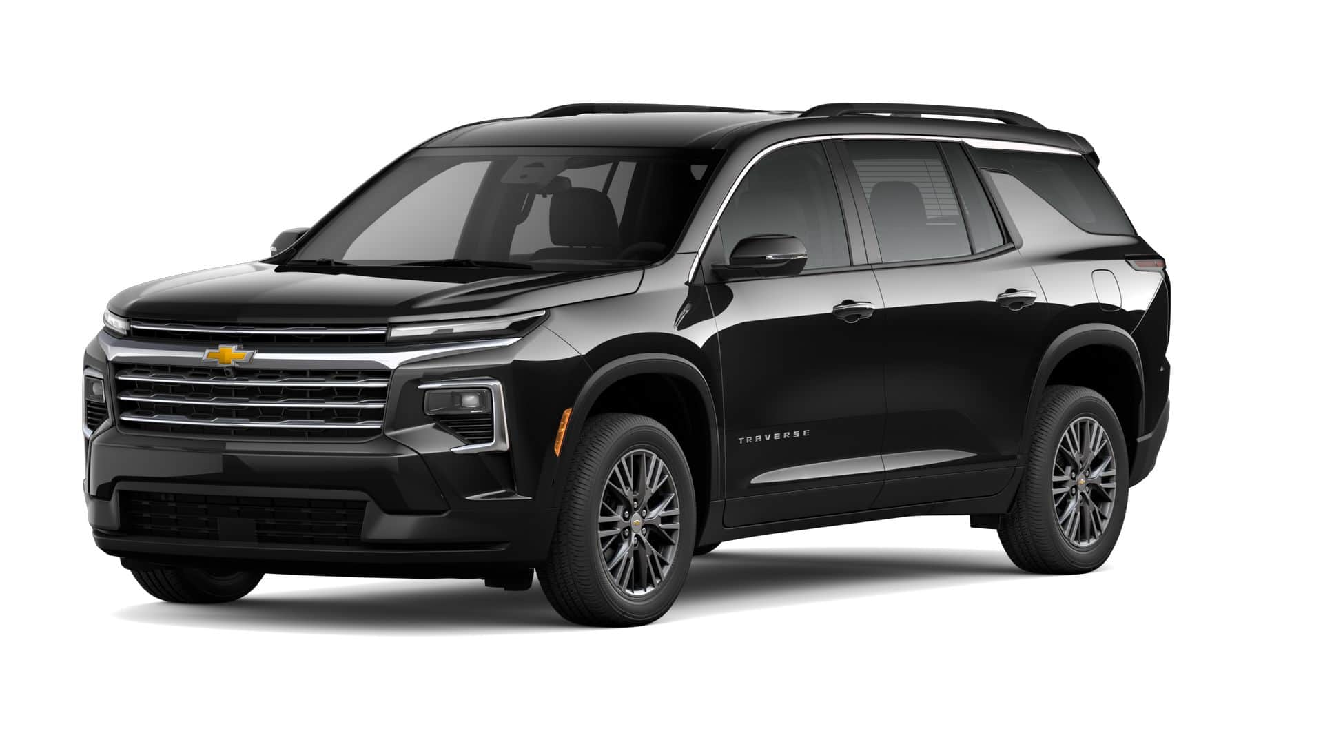 2026 Chevrolet Traverse LT in Mosaic Black Metallic — front three-quarter view