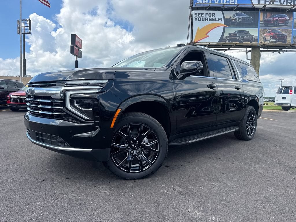 2026 Chevrolet Suburban LT in Black — front three-quarter view