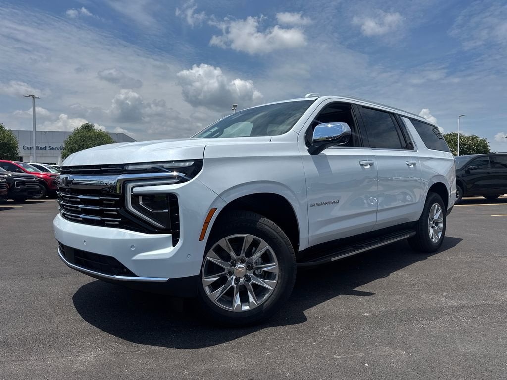 2026 Chevrolet Suburban Premier in Polar White Tricoat — front three-quarter view