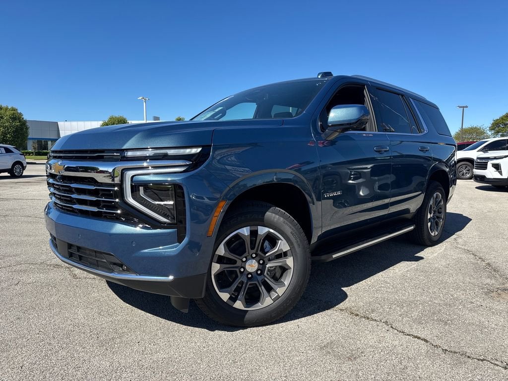 2026 Chevrolet Tahoe LT in Lakeshore Blue Metallic — front three-quarter view