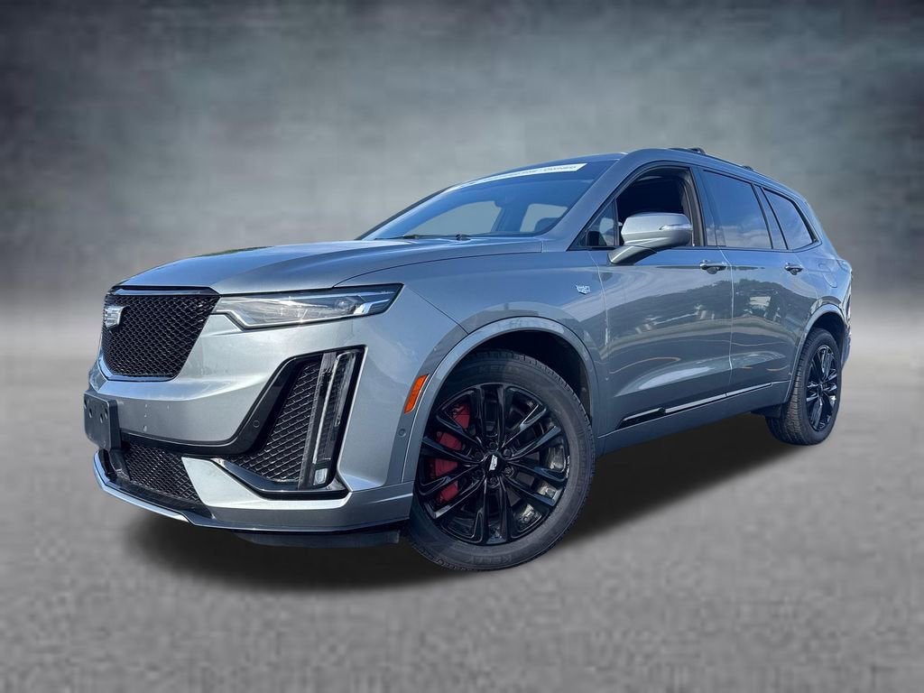 2023 Cadillac XT6 Sport in Argent Silver Metallic — front three-quarter view